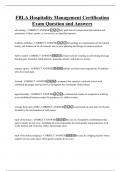 FBLA Hospitality Management Certification Exam Question and Answers