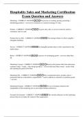 Hospitality Sales and Marketing Certification Exam Question and Answers