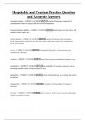 Hospitality and Tourism Practice Question and Accurate Answers