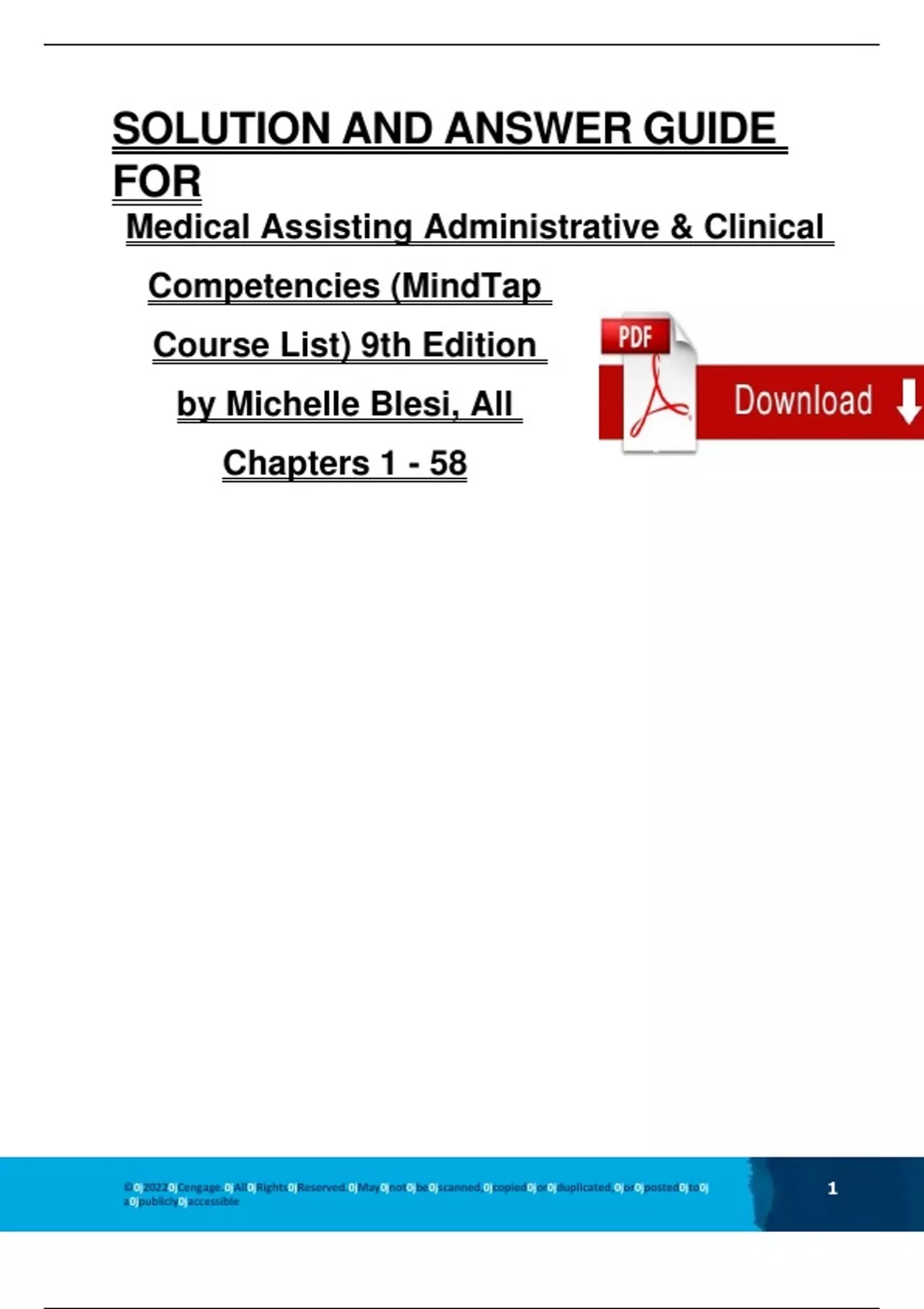 SOLUTION AND ANSWER GUIDE FOR Medical Assisting Administrative ...