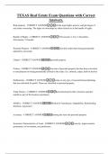 TEXAS Real Estate Exam Questions with Correct Answers