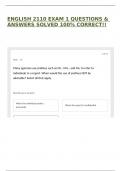 ENGLISH 2110 EXAM 1 QUESTIONS & ANSWERS SOLVED 100&percnt; CORRECT&excl;&excl;