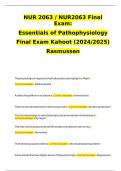 NUR 2063 &sol; NUR2063 Final Exam&colon;NUR 2063 &sol; NUR2063 Final Exam&colon;  Essentials of Pathophysiology  Final Exam Kahoot &lpar;2024&sol;2025&rpar;  Rasmussen  Final Exam Kahoot &lpar;2024&sol;2025&rpar;  Rasmussen