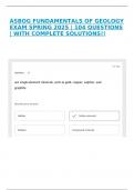 ASBOG FUNDAMENTALS OF GEOLOGY EXAM SPRING 2025 &vert; 104 QUESTIONS &vert; WITH COMPLETE SOLUTIONS&excl;&excl;