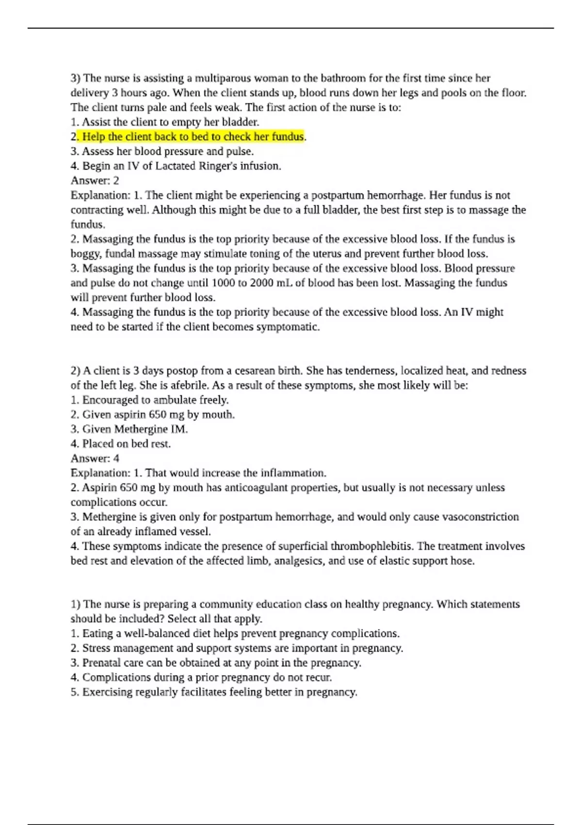 ob final tb 2 ( Latest 2024 / 2025 Update) Actual Questions and Answers ...