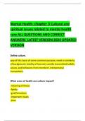 Mental Health&colon; chapter 3 Cultural and spiritual issues related to mental health care ALL QUESTIONS AND CORRECT  ANSWERS  LATEST VERSION 2024 UPDATED  VERSION  