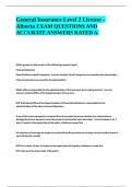 General Insurance Level 2 License &ndash; Alberta EXAM QUESTIONS AND ACCURATE ANSWERS RATED A&period;
