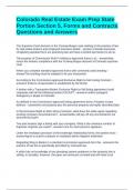 Colorado Real Estate Exam Prep State Portion Section 5&comma; Forms and Contracts Questions and Answers