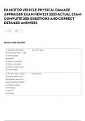 PA MOTOR VEHICLE PHYSICAL DAMAGE APPRAISER EXAM NEWEST 2025 ACTUAL EXAM COMPLETE 200 QUESTIONS AND CORRECT DETAILED ANSWERS 