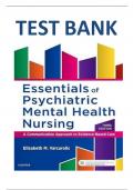 TEST BANK-Essentials of Psychiatric Mental Health Nursing&colon; A Communication Approach to Evidence-Based Care 3rd Edition by Elizabeth M&period; Varcarolis RN MA &lpar;Author&rpar; ALL CHAPTERS COVERED  GRADED A&plus;