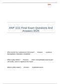 ANP 1111 Final Exam Questions And Answers 2025