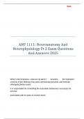 ANP 1111 Neuroanatomy And Neurophysiology Pt 2 Exam Questions And Answers 2025