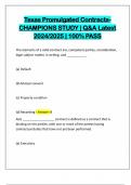 Texas Promulgated ContractsCHAMPIONS STUDY &vert; Q&A Latest 2024&sol;2025 &vert; 100&percnt; PASS