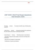 UNT SOCI 1510 Final Exam Questions And Answers 2025