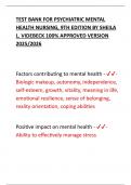 TEST BANK FOR PSYCHIATRIC MENTAL HEALTH NURSING&comma; 9TH EDITION BY SHEILA L&period; VIDEBECK 100&percnt; APPROVED VERSION 2025&sol;2026