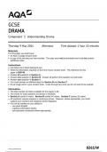 AQA GCSE DRAMA Component 1 JUNE 2024 QUESTION PAPER&colon; Understanding Drama