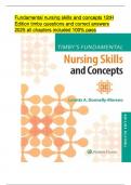 Fundamental nursing skills and concepts 12tH Edition timby questions and correct answers  2025 all chapters included 100&percnt; pass  
