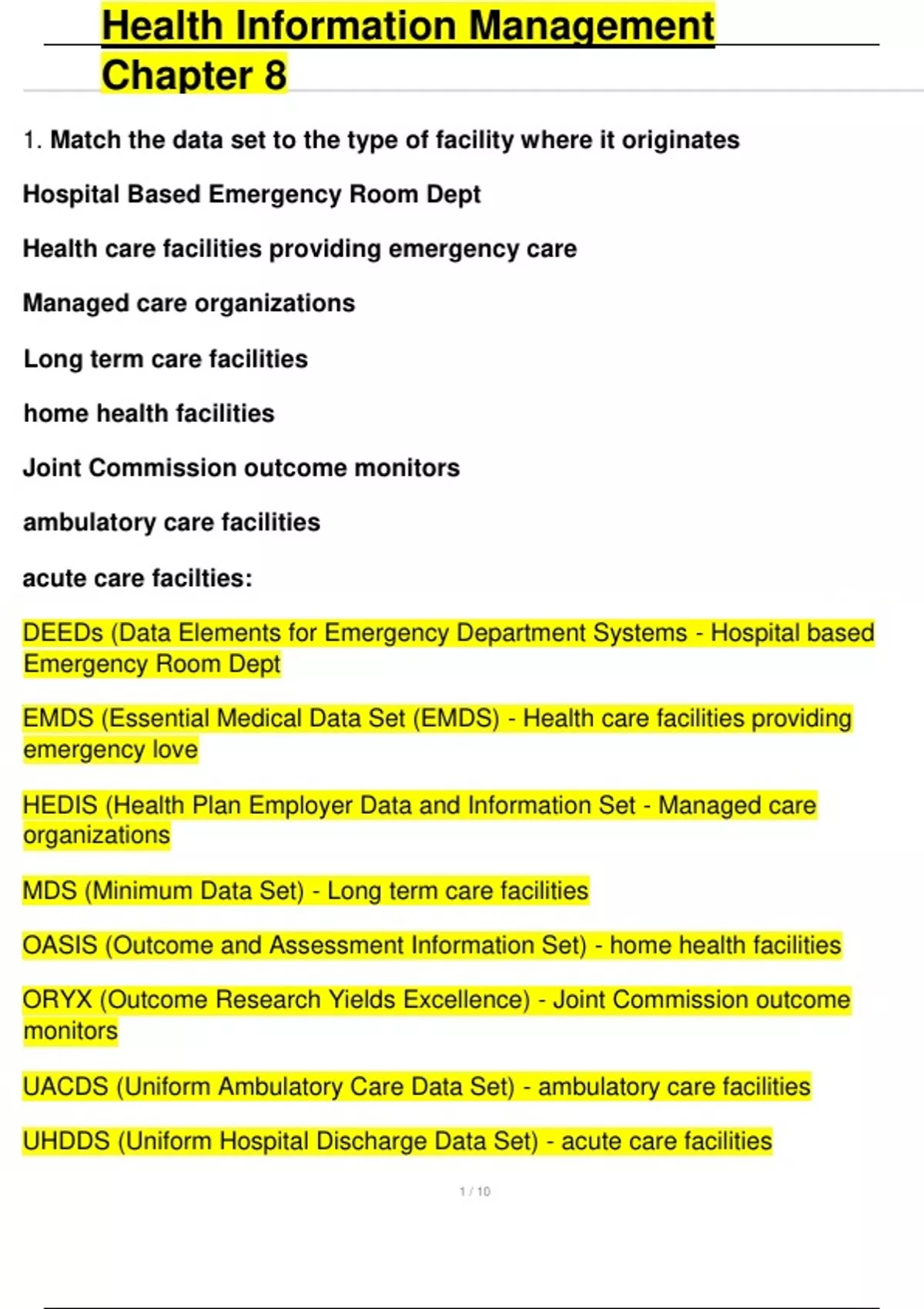 Health Information Management Chapter 8 2025 Health Information 