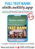 Test Bank for Business Analytics 4th Edition By Jeffrey Camm&comma; James Cochran&comma; Michael Fry&comma; Jeffrey Ohlmann &lpar;All Chapters&comma; 100&percnt; Original Verified&comma; A&plus; Grade&rpar;