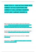 EXAM TITLE IX &ndash; QUIZ ACTUAL EXAM WITH CORRECT ACTUAL QUESTIONS AND CORRECTLY WELL DEFINED ANSWERS LATEST 2025  ALREADY GRADED A&plus; 