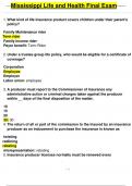Exam &lpar;elaborations&rpar; Mississippi life and health 