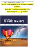 Solution Manual for Introduction to Business Analytics&comma;  1st Edition By Vernon Richardson and Marcia Watson Verified Chapter's 1 - 12 &vert; Complete&emsp;