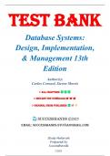 Test Bank for Database Systems Design&comma; Implementation&comma;& Management 13th Edition by Carlos Coronel&comma; 9781337627900 &lpar;Covering Chapters 1-16&rpar;