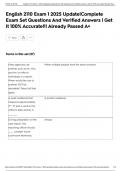 English 2110 Exam 1 2025 Update&vert;Complete Exam Set Questions And Verified Answers &vert; Get It 100&percnt; Accurate&excl;&excl;&vert; Already Passed A&plus;