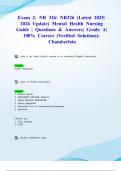 Exam 2&colon; NR 326&sol; NR326 &lpar;Latest 2025&sol; 2026 Update&rpar; Mental Health Nursing Guide &vert; Questions & Answers&vert; Grade A&vert; 100&percnt; Correct &lpar;Verified Solutions&rpar;- Chamberlain