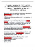 FLORIDA BAIL BOND TEST LATEST EXAM 2025 QUESTIONS AND DETAILED CORRECT ANSWERS &vert; A&plus; GRADE STUDYGUIDE 2025-2026