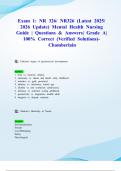 Exam 1&colon; NR 326&sol; NR326 &lpar;Latest 2025&sol; 2026 Update&rpar; Mental Health Nursing Guide &vert; Questions & Answers&vert; Grade A&vert; 100&percnt; Correct &lpar;Verified Solutions&rpar;- Chamberlain