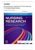 Test Bank for Nursing Research Methods and Critical Appraisal for Evidence Based Practice 10th Edition by Geri Lobiondo Wood Latest edition 2024