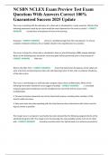 NCSBN NCLEX Exam Preview Test Exam Questions With Answers Correct 100&percnt; Guaranteed Success 2025 Update