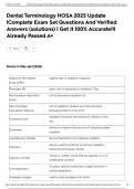 Dental Terminology HOSA 2025 Update &vert;Complete Exam Set Questions And Verified Answers &lpar;solutions&rpar; &vert; Get It 100&percnt; Accurate&excl;&excl;&vert; Already Passed A&plus;
