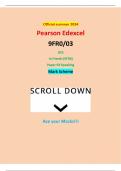 Official summer 2024 Pearson Edexcel 9FR0&sol;03 GCE In French &lpar;9FR0&rpar; Paper 03 Speaking Mark Scheme
