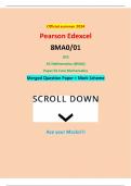 Official summer 2024 Pearson Edexcel 8MA0&sol;01 GCE AS Mathematics &lpar;8MA0&rpar; Paper 01 Core Mathematics Merged Question Paper &plus; Mark Scheme