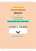 Official summer 2024 Pearson Edexcel 8MA0&sol;22 GCE AS Mathematics &lpar;8MA0&rpar; Paper 22 Mechanics Merged Question Paper &plus; Mark Scheme