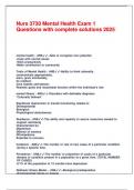 Nurs 3730 Mental Health Exam 1 Questions with complete solutions 2025 &period;