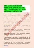 TEXAS ESTHETICIAN WRITTEN STATE BOARD TEST GUIDE WITH 100&percnt; CORRECT ANSWERS