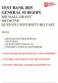 Test bank General Surgery Michael Grant - Queens University of Belfast &plus; 150 Q&A &plus; Core concepts &plus; trends developments - NEW 2025