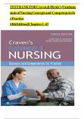 Test bank for  Craven & Hirnle's  Fundamentals of Nursing Concepts Competencies  