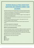 NURSING &lpar;Medicine&rpar; FINAL EXAM STUDY  QUESTIONS AND ANSWERS CORRECT AND  ACCURATE&period;