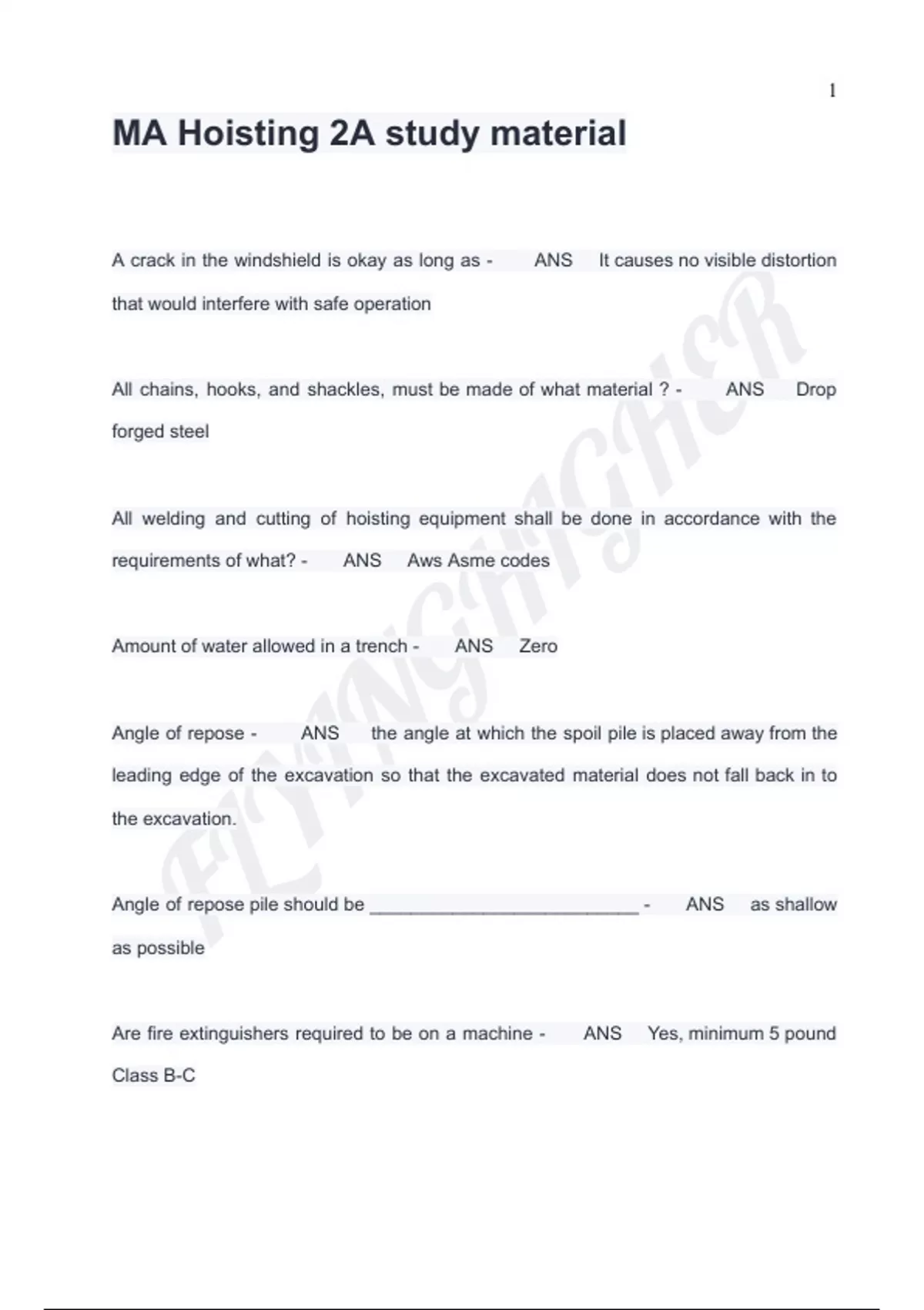 MA Hoisting 2A study material QUESTIONS & ANSWERS 2025 ( A+ GRADED 100% ...