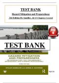 Test Bank - Hazard Mitigation and Preparedness 3rd Edition - Sandler&comma; &lpar;All 13 Chapters Covered&rpar;
