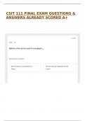 CSIT 111 FINAL EXAM QUESTIONS & ANSWERS ALREADY SCORED A&plus;