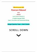 Official Summer 2024 Pearson Edexcel GCSE 1EN0&sol;02 Level 1&sol;Level 2 GCSE &lpar;9&ndash;1&rpar; In English Language &lpar;1EN0&rpar; Paper 2&colon; Non-fiction and Transactional Writing Merged Question Paper &plus; Mark Scheme