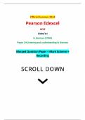 Official Summer 2024 Pearson Edexcel GCSE 1GN0&sol;1H In German &lpar;1GN0&rpar; Paper 1H Listening and understanding in German Merged Question Paper &plus; Mark Scheme &plus; Recording