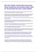 GA Life&comma; Health and Accident Insurance Exam Questions and Answers Best rated A&plus; Guaranteed Success Latest Update
