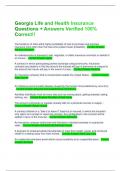 Georgia Life and Health Insurance Questions &plus; Answers Verified 100&percnt; Correct&excl;&excl;
