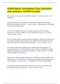 OSHA Basic Orientation Plus Question and answers verified to pass
